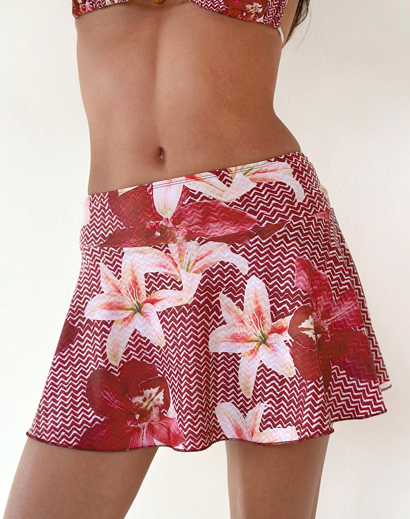 Bild von Orla Mini Swim Skirt in Zig Zag Lily Burgundy