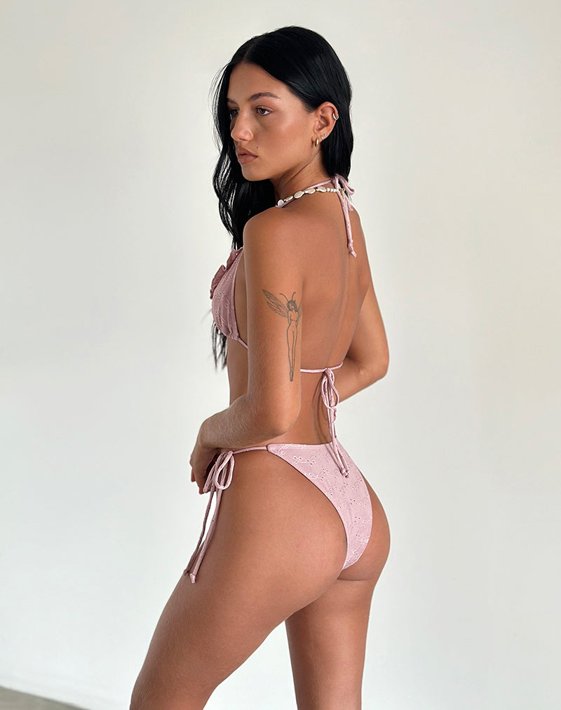 Bild von Lentra Ruffle Bikini Bottoms in Broderie Blush Pink