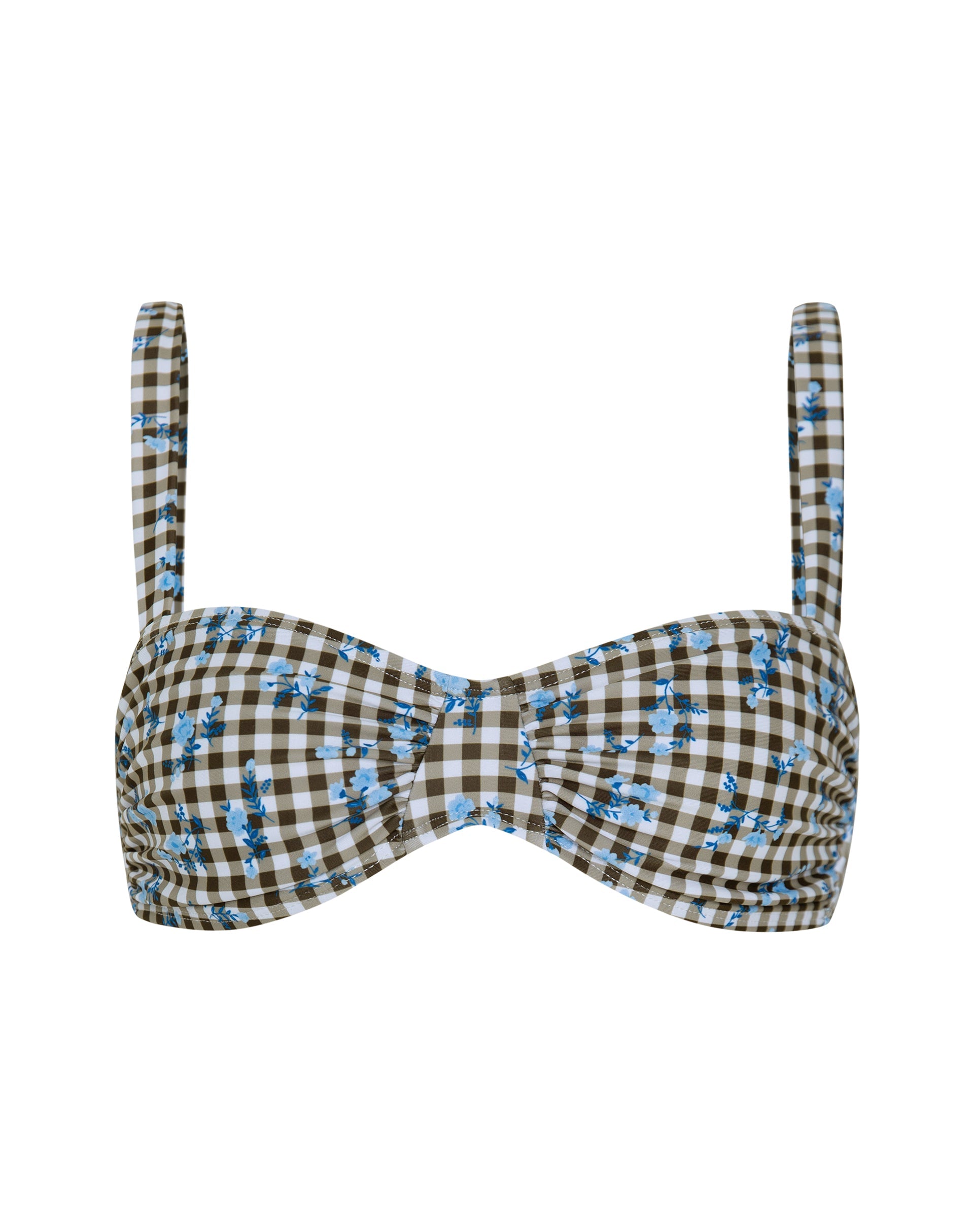 Image of Panave Bikini-Oberteil mit Gingham-Blumen in Braun