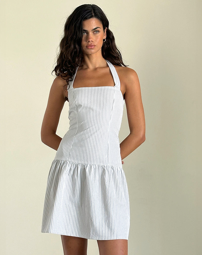 Image of Panja Minikleid in schmalen Streifen Vertikal Grau