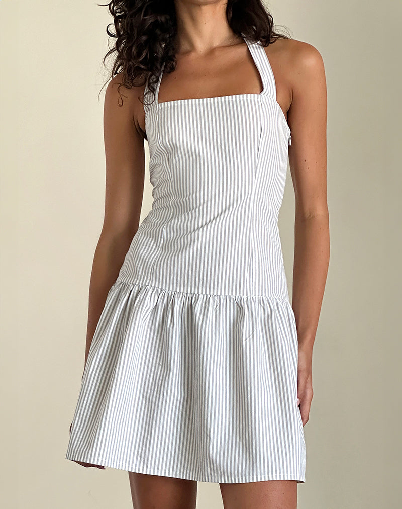 Image of Panja Minikleid in schmalen Streifen Vertikal Grau