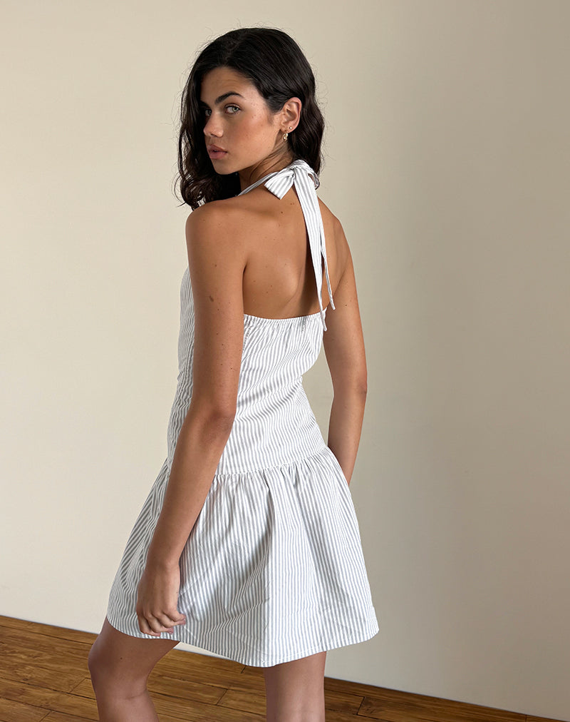 Image of Panja Minikleid in schmalen Streifen Vertikal Grau