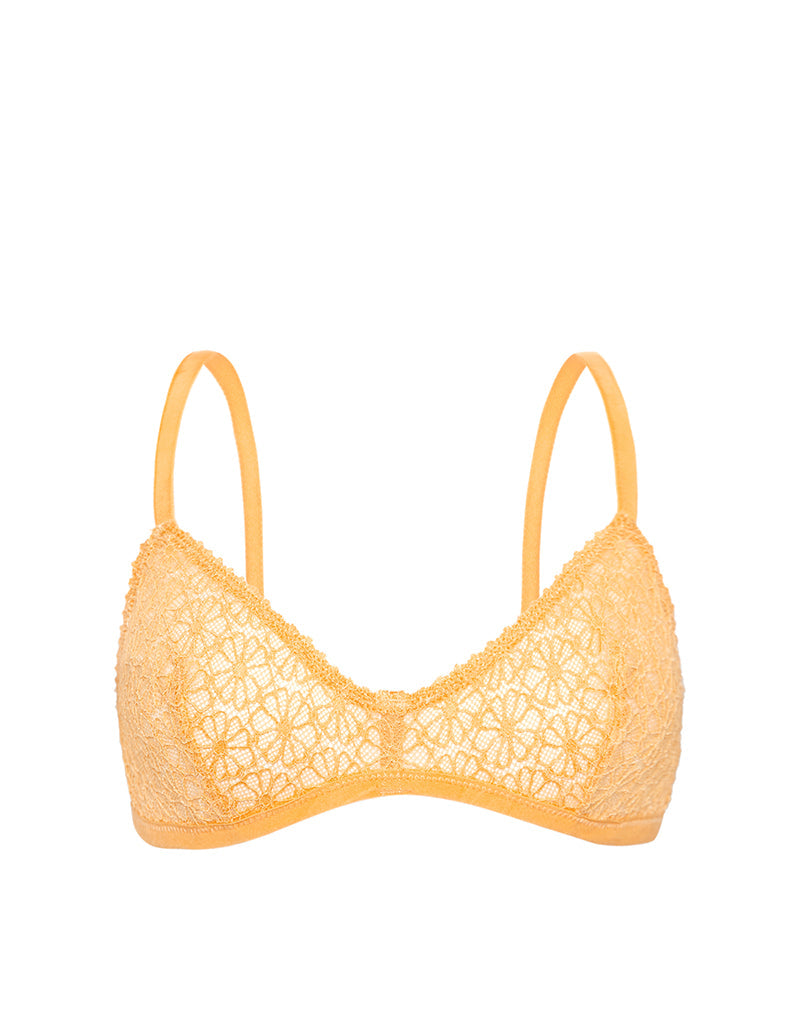 Bild von Panli BH aus tonaler Blumenspitze Orange mit Zierleiste