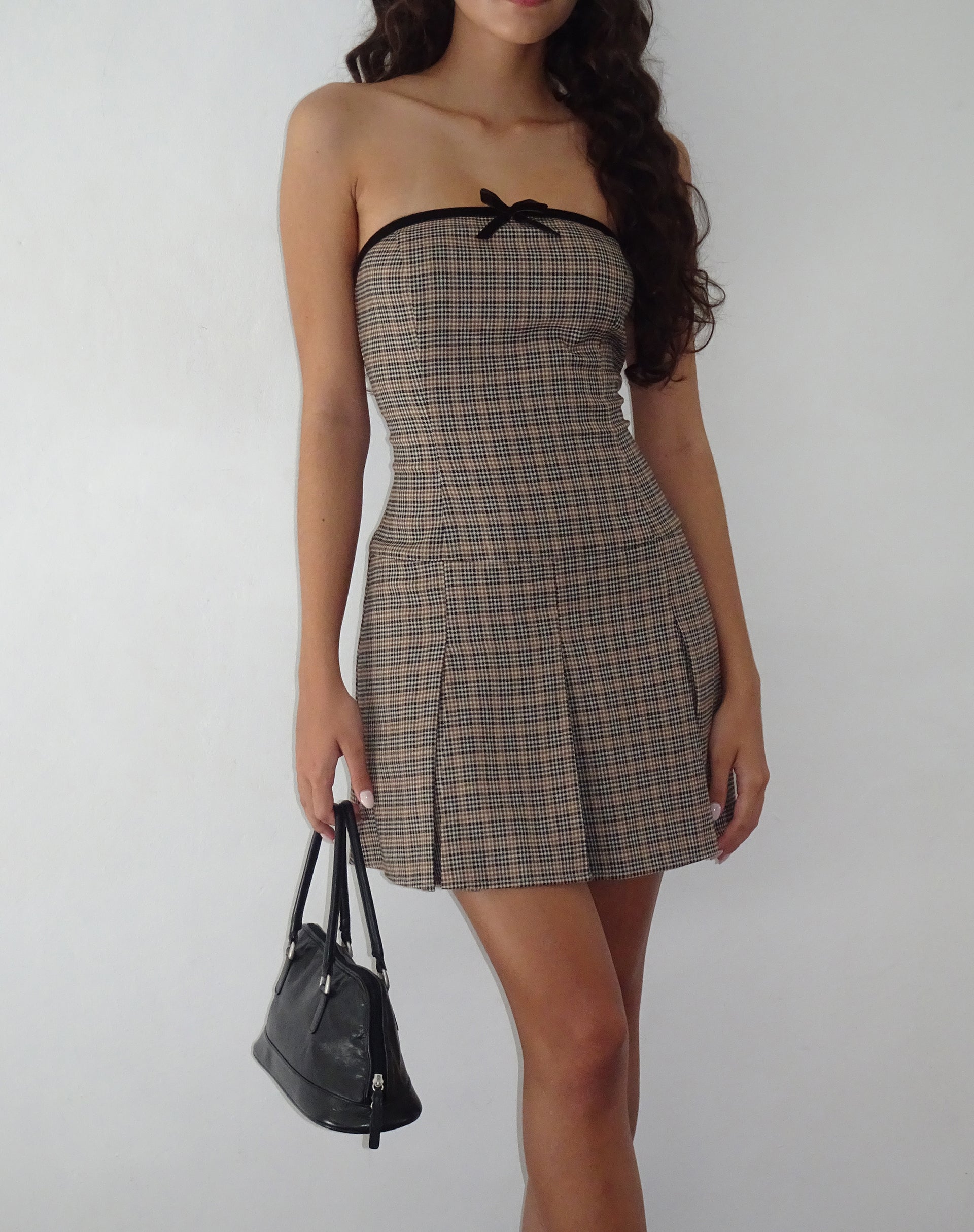 Image of Panola Minikleid aus Mikrokaro Braun