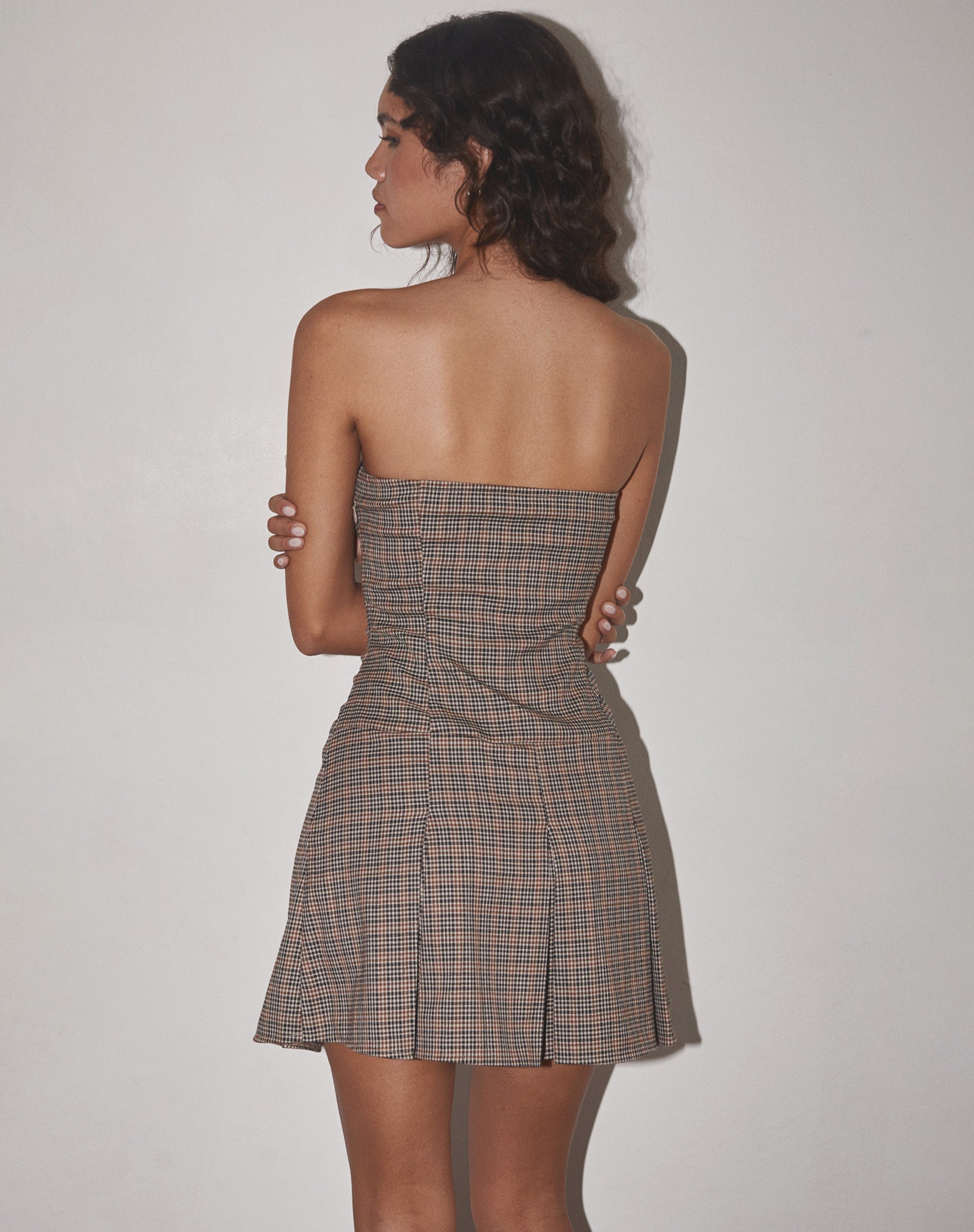 Image of Panola Minikleid aus Mikrokaro Braun
