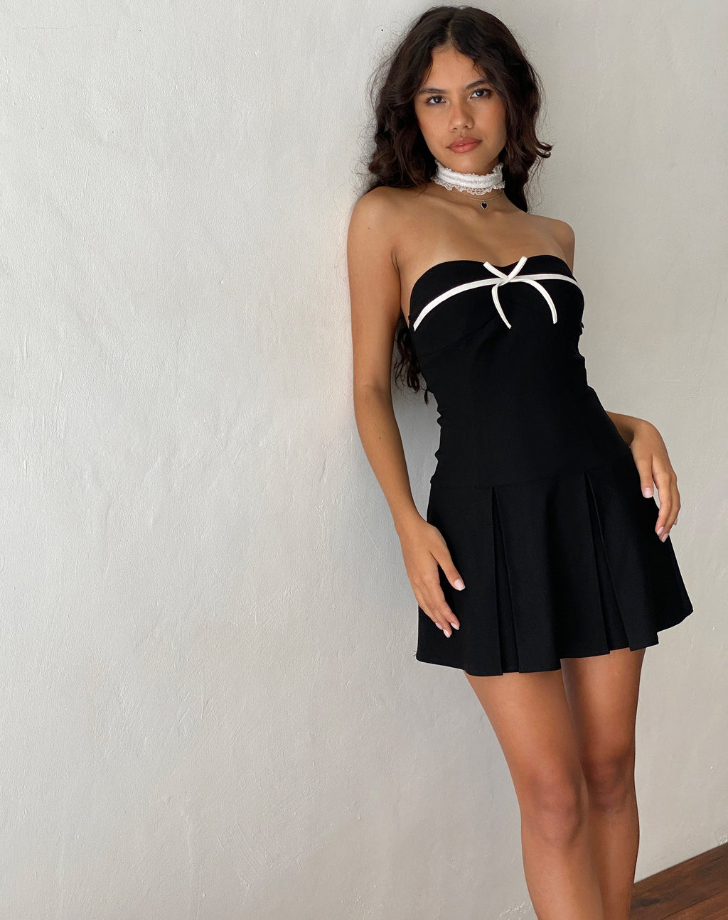Panolia Minikleid mit Schleife vorne in Tailoring Schwarz
