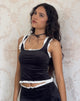 Image of Pansy Vest Top aus flachem Samt Schwarz