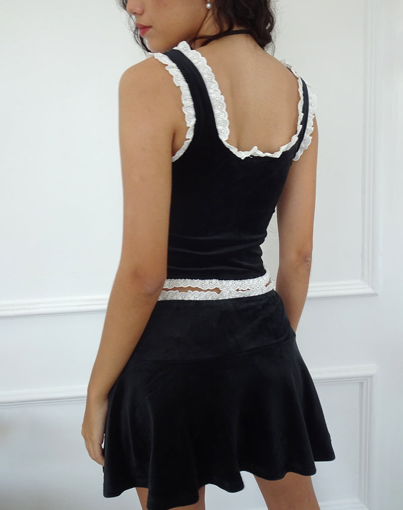 Image of Idina Minirock aus flachem Samt Schwarz