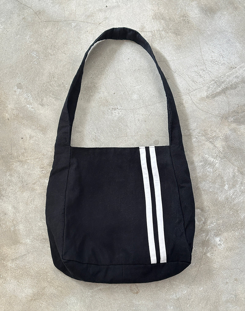 Image of Pardi Canvas Tasche in Schwarz mit weißen Streifen