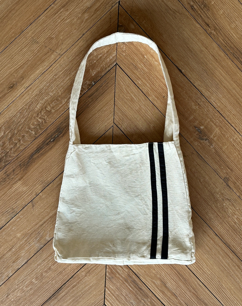 Pardi Canvas Tasche in Ecru mit schwarzem Streifen