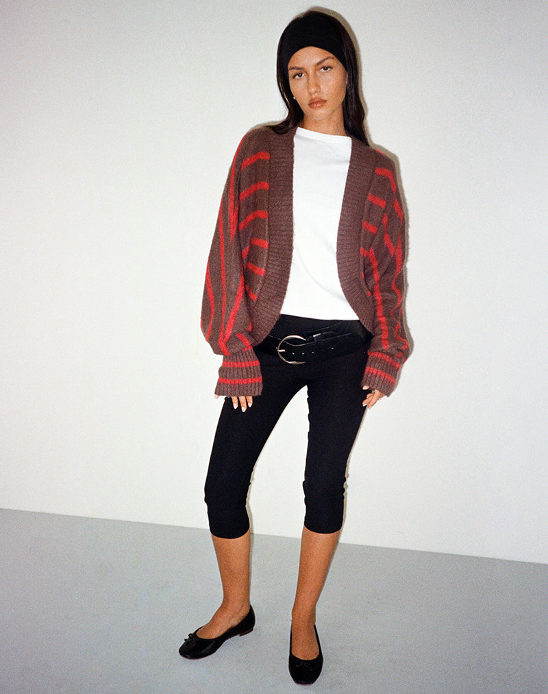 IImage of Pasha Shrug Cardigan in Rot und Braun gestreift
