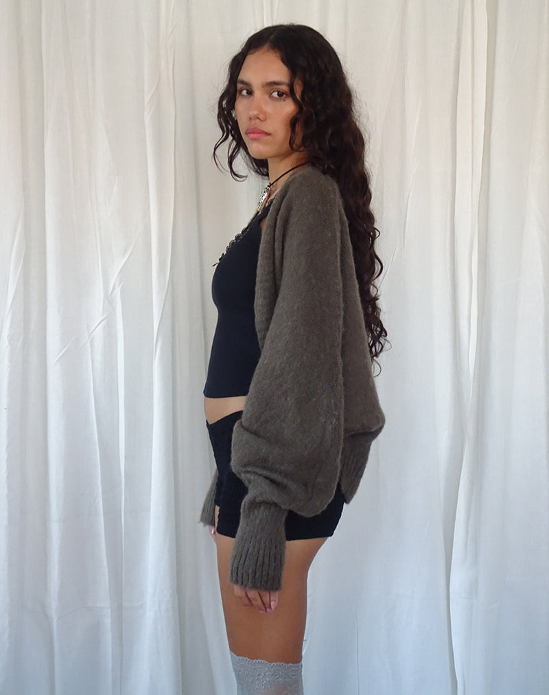 Bild von Pasha Gebürstetem Strick Shrug Cardigan in Braun