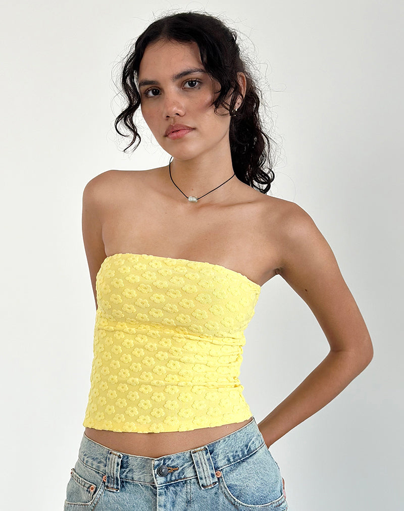Image of Peggy Top aus Frottee Gelb Mini Floral
