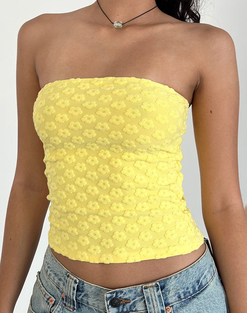 Peggy Bandeau-Top aus Frottee Gelb Mini Floral