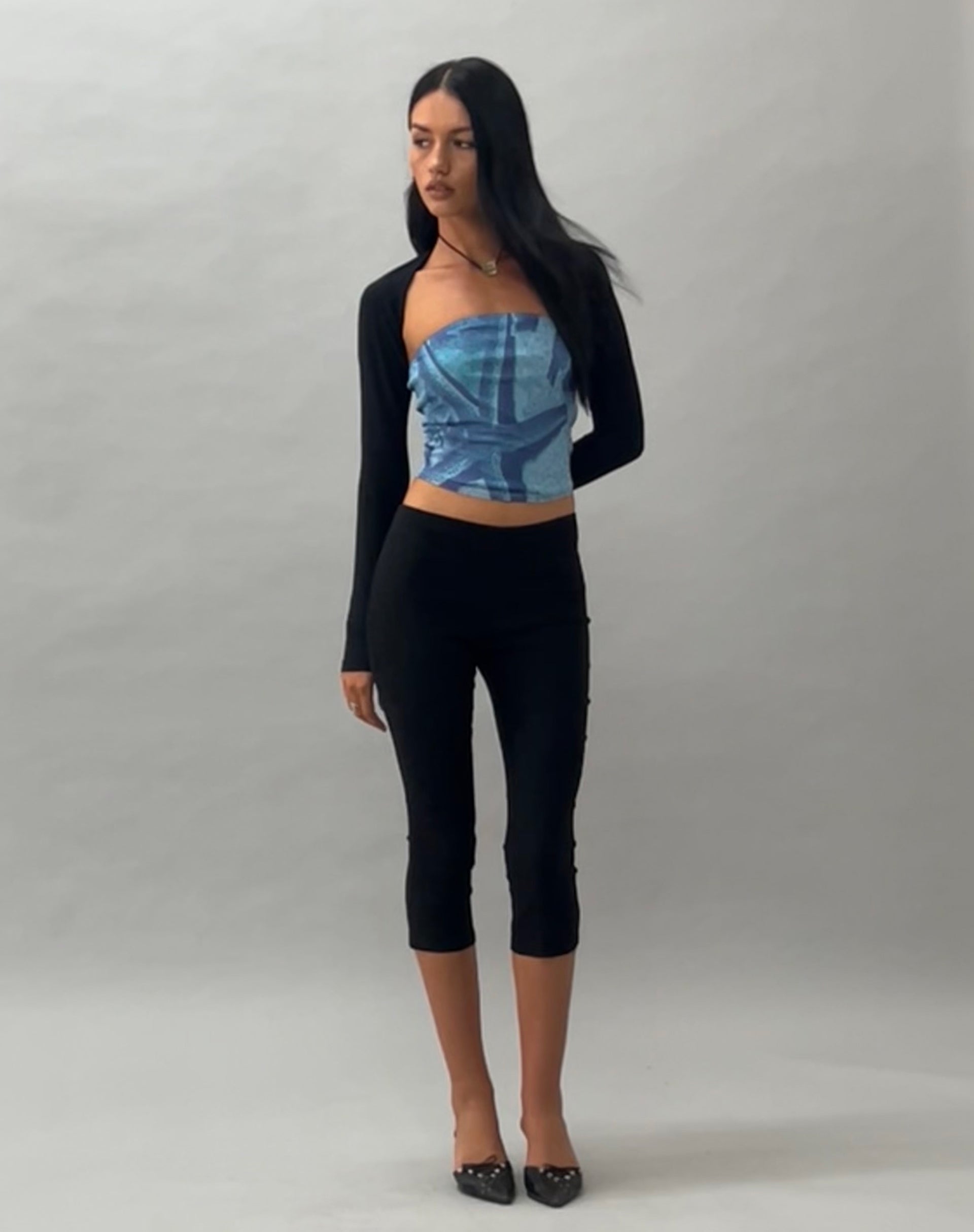 Image of Peggy Mesh Bandeau Top in Blau Seestern Fotoprint