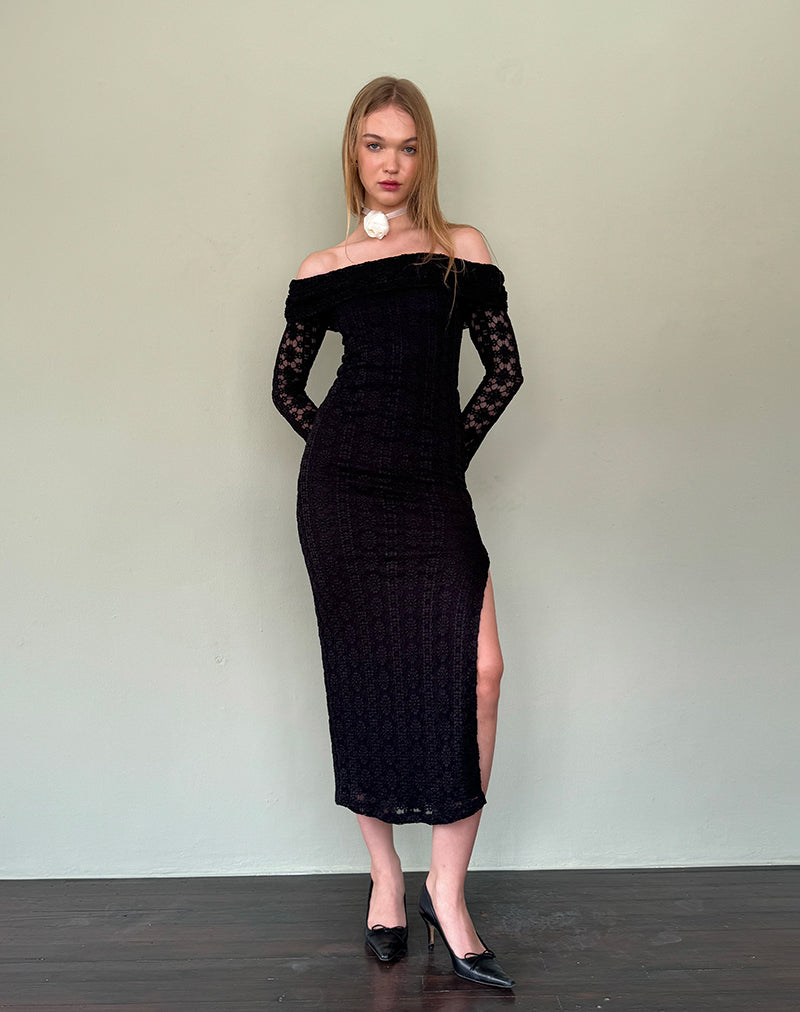 Image of Philippa Maxikleid aus schwarzer, königlicher Spitze