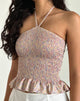 Bild von Phobe Gerafftes Neckholder-Top in 70s Prairie Girl Floral