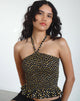 Bild von Phobe Gerafftes Neckholder-Top in Ditsy Floral Bronze