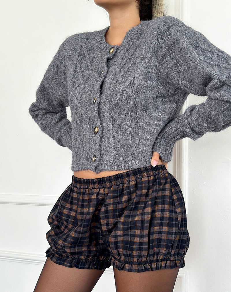 Picu Shorts mit Rüschensaum in Navy und Senfkaro