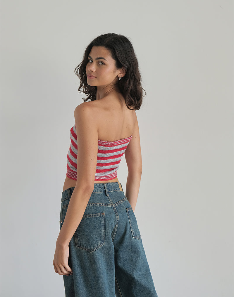 Bild von Pihla Tube Top in Rot und Grau gestreift