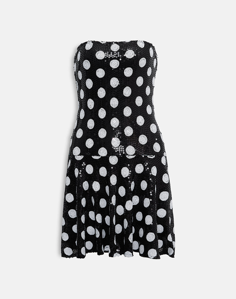 Image of Pipo Minikleid aus Polka-Pailletten Monochrom