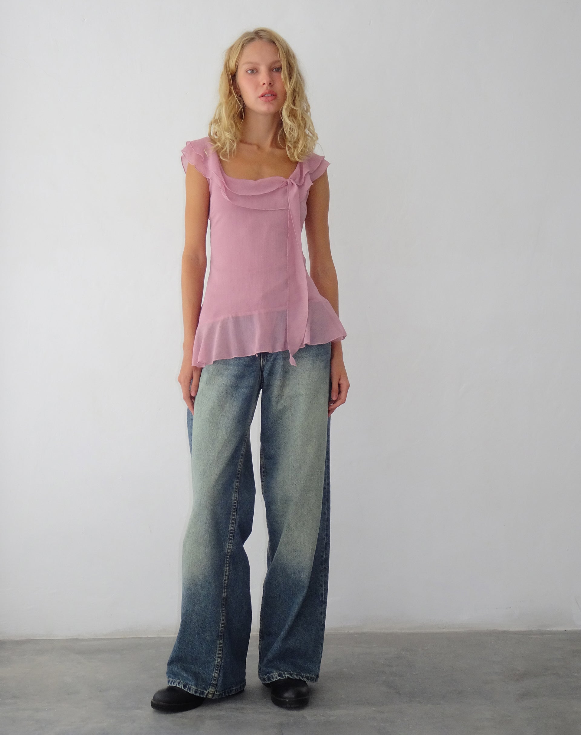 Bild von Piro Ruffle Longline Top in Light Plum