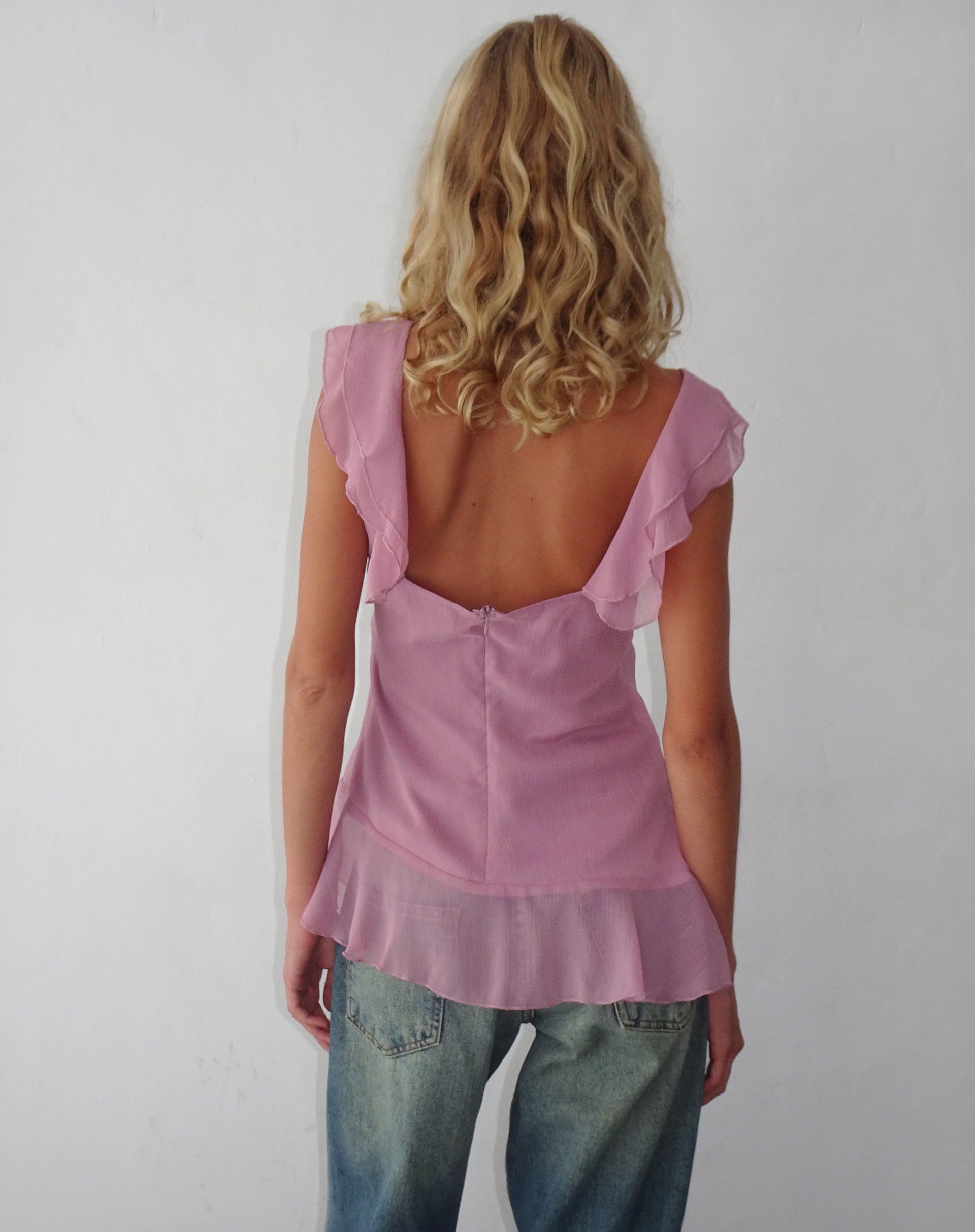Bild von Piro Ruffle Longline Top in Light Plum