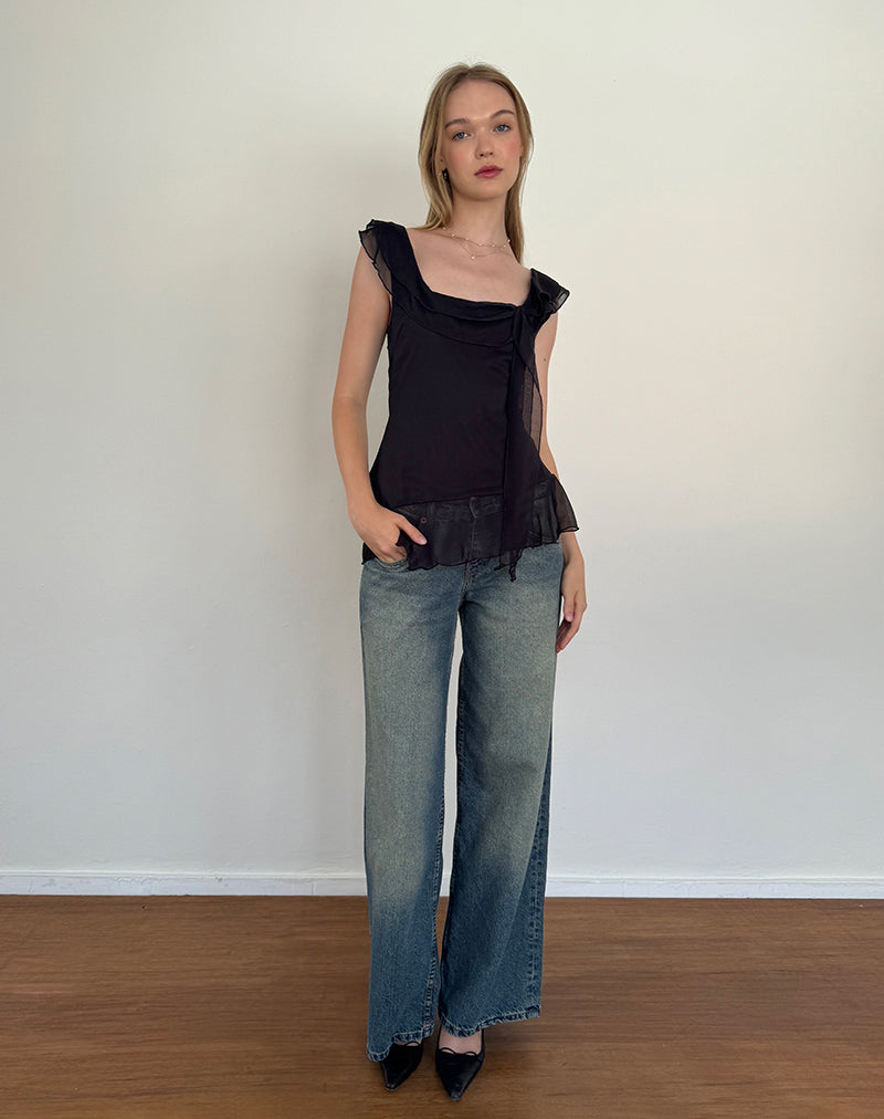 Image of Piro Top aus Chiffon Schwarz