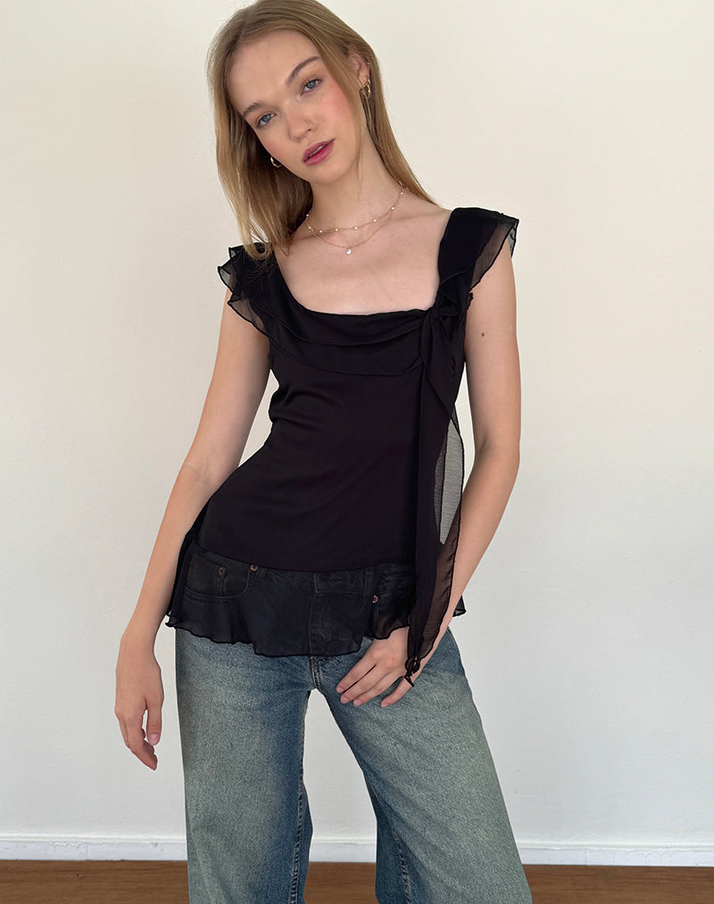 Image of Piro Top aus Chiffon Schwarz