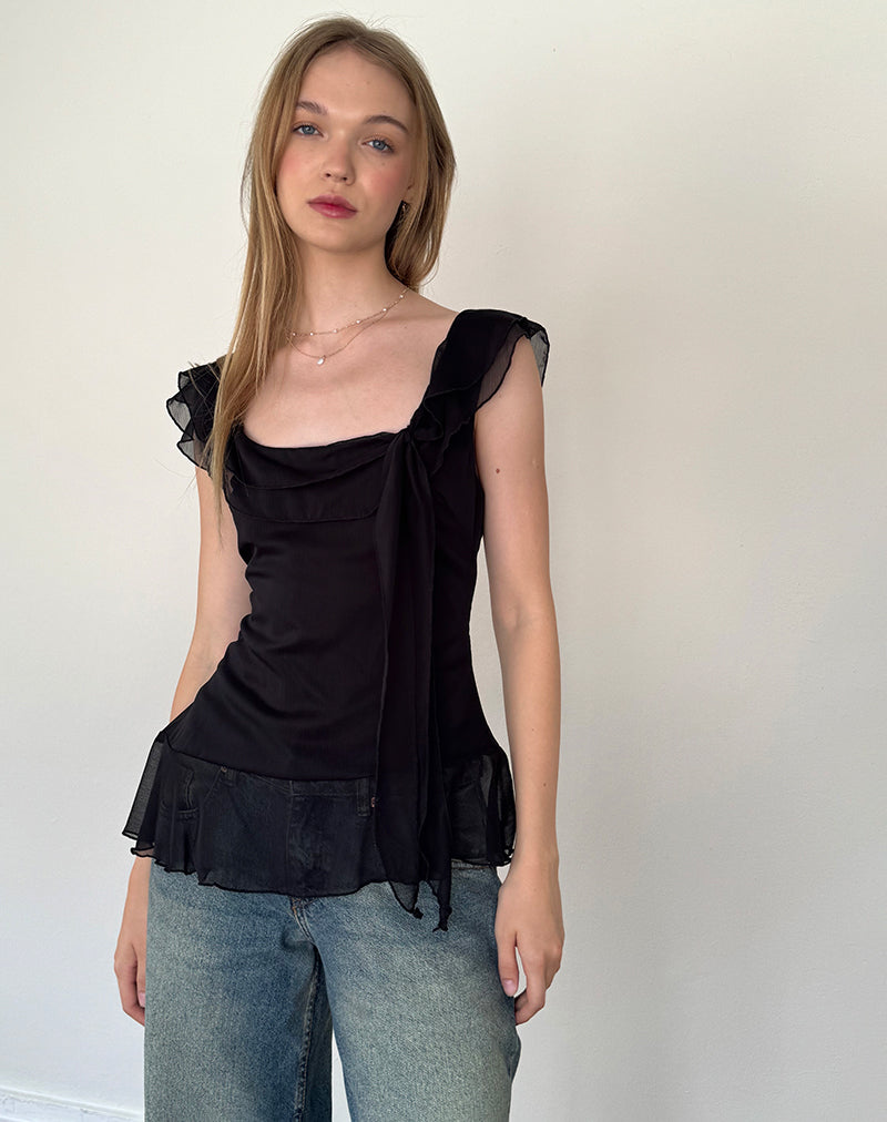 Image of Piro Top aus Chiffon Schwarz