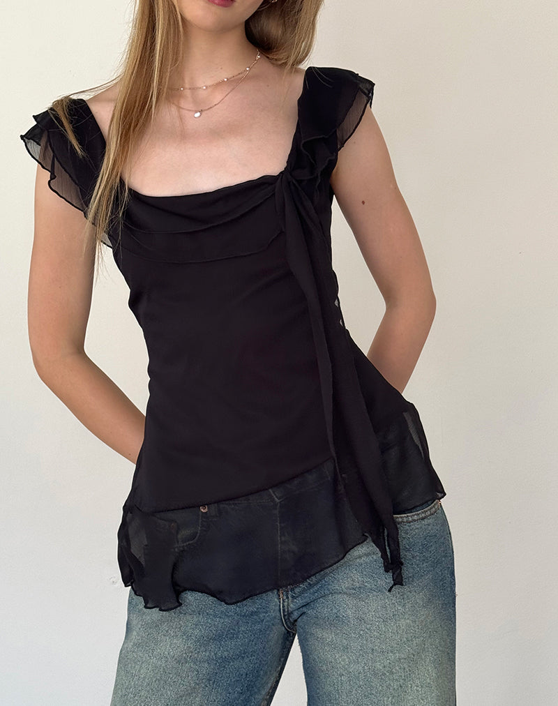 Image of Piro Top aus Chiffon Schwarz