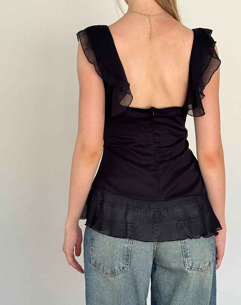 Image of Piro Top aus Chiffon Schwarz