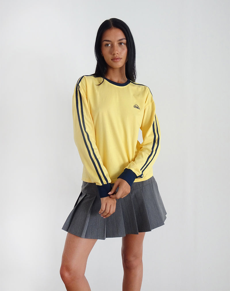 Image of Prata Langarm-Top in Lemonade mit marineblauer Bindung
