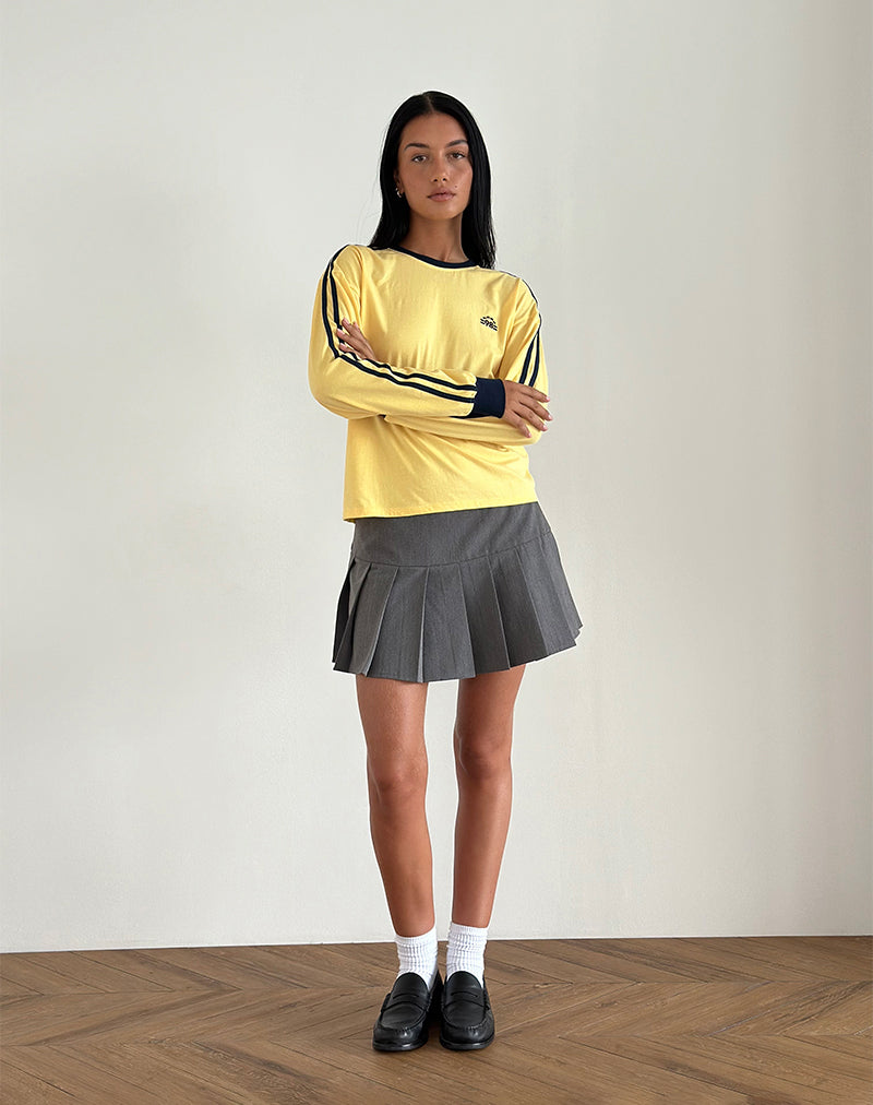 Image of Prata Langarm-Top in Lemonade mit marineblauer Bindung