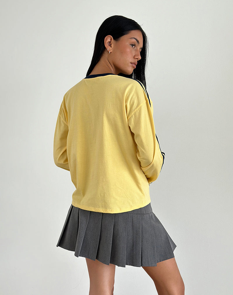 Image of Prata Langarm-Top in Lemonade mit marineblauer Bindung