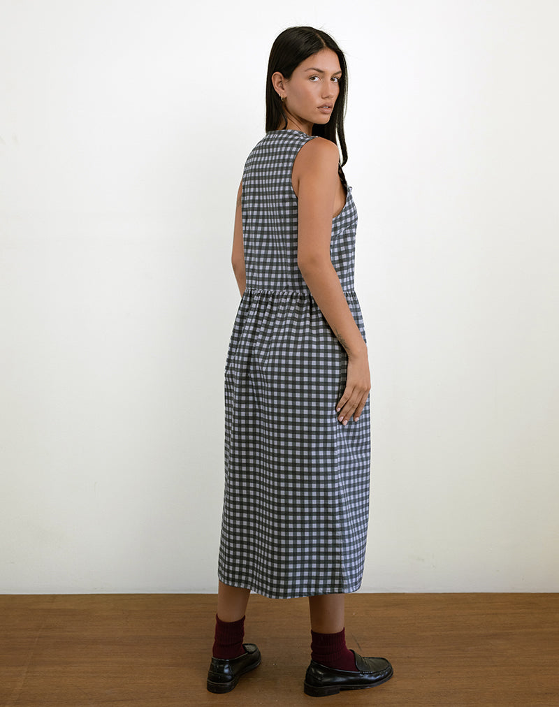 Image of Prelith Midikleid in Schwarz Grau Tonal Gingham