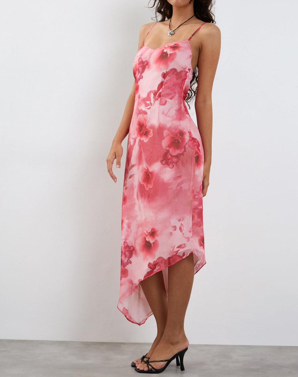 Preston Midikleid in Watercolour Floral Pink