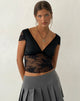 Image of Prili Top mit tiefem Ausschnitt aus Spitze Schwarz