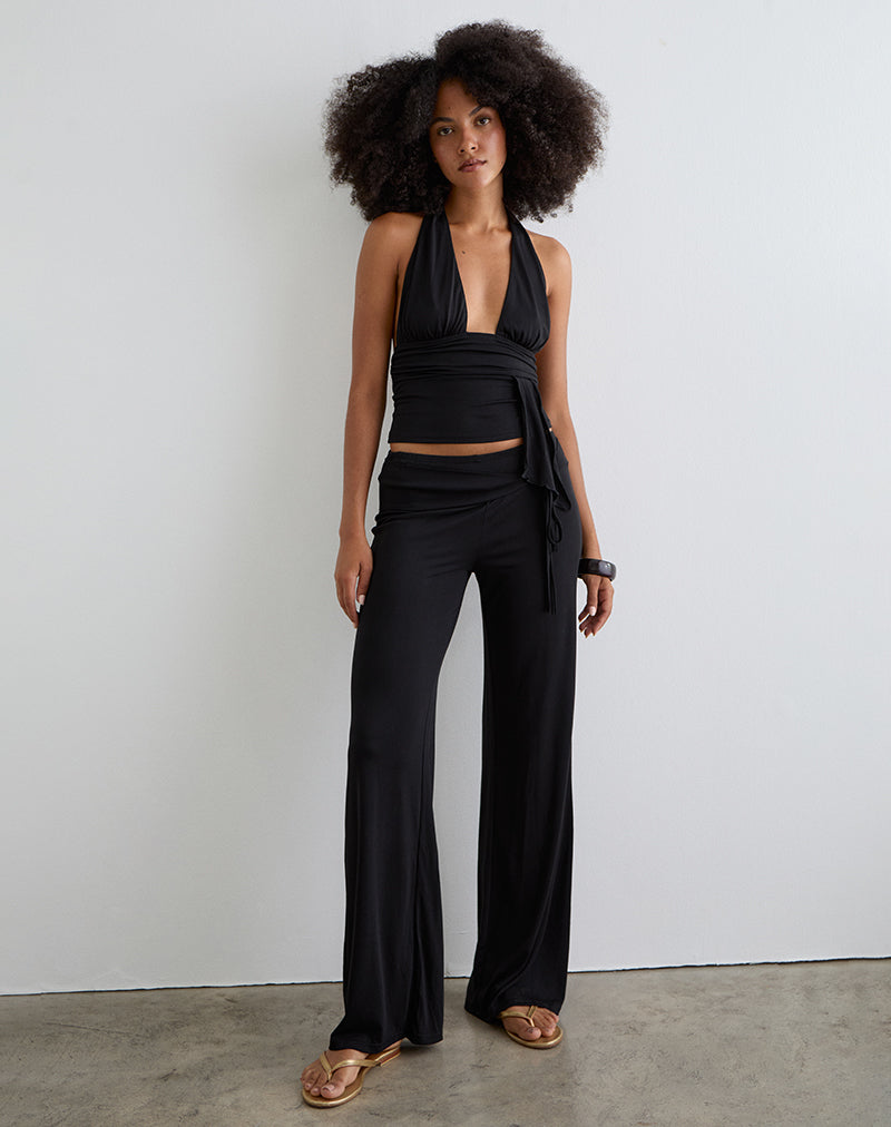 Image of Prilla Neckholder-Top aus Cupro Schwarz