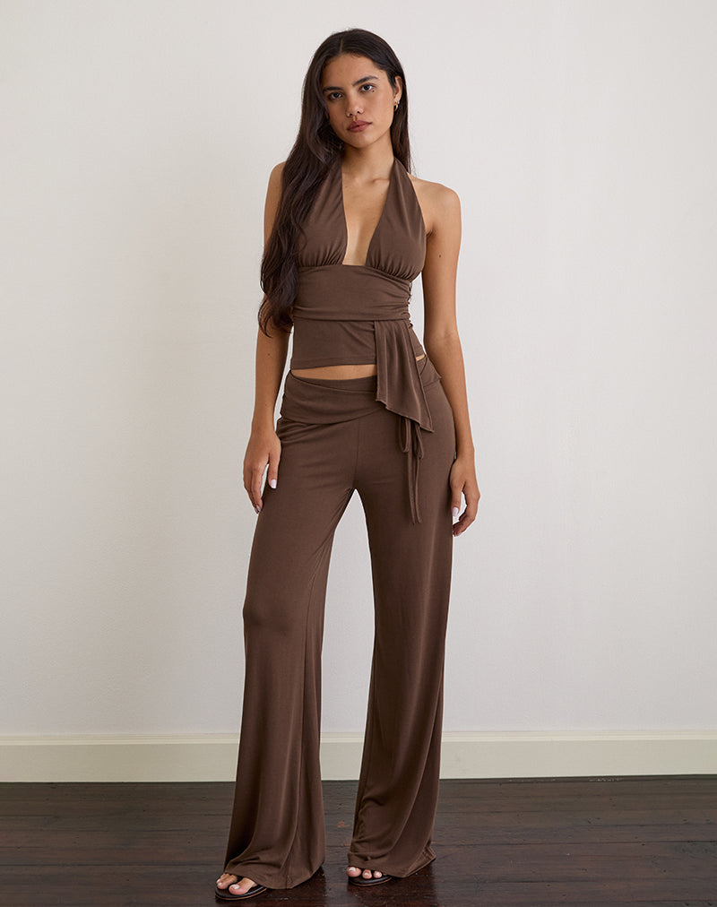 Image of Donata Hose aus Cupro Dunkelbraun