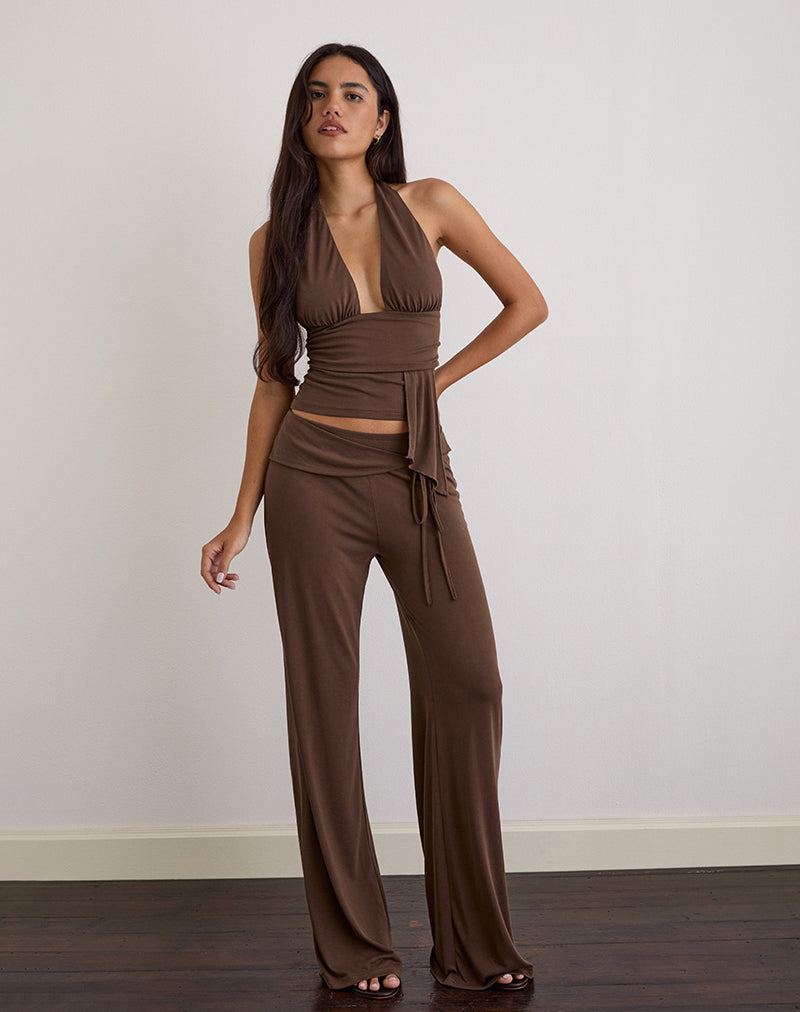 Image of Donata Hose aus Cupro Dunkelbraun