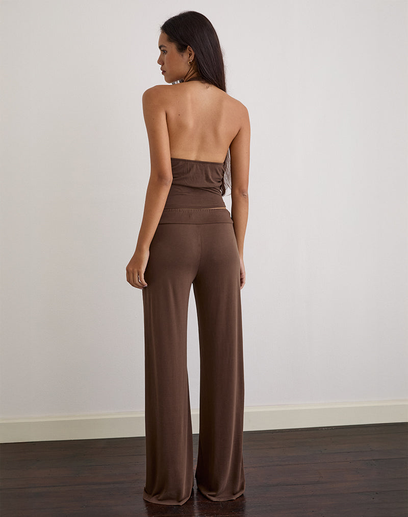Image of Donata Hose aus Cupro Dunkelbraun