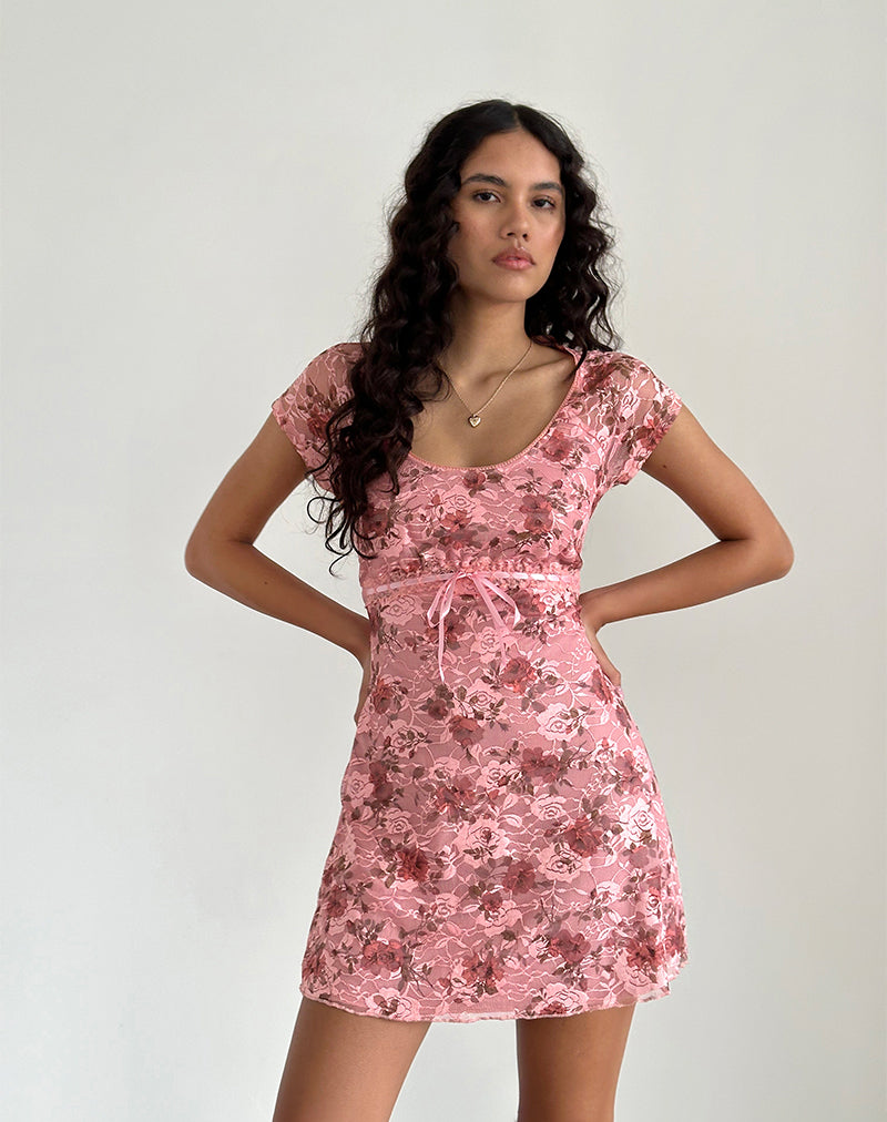 Prinsa Kleid in Rosa Spitze Floral Bloom