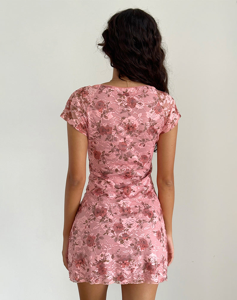 Image of Prinsa Kleid in Rosa Spitze Floral Bloom