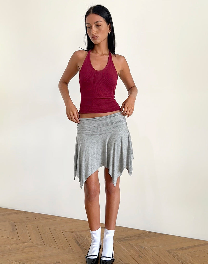 Priscilla Neckholder-Top aus transparentem Strick Rot