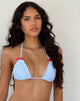 Image of Pumyla Bikinioberteil aus blauem Gingham mit Schleifen