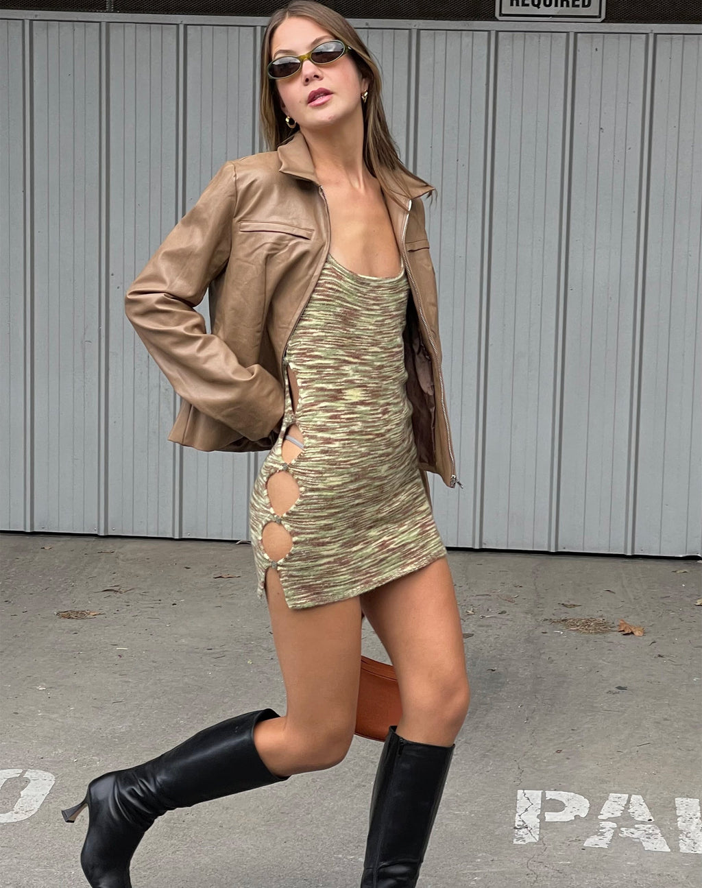Lukita Minikleid in Mix Space Dye Khaki