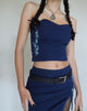 image of Clyde Besticktes Bandeu Oberteil in Navy Blume Schmetterling Emb