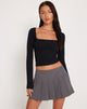 Image of Quebon Langarm-Top in Schwarz