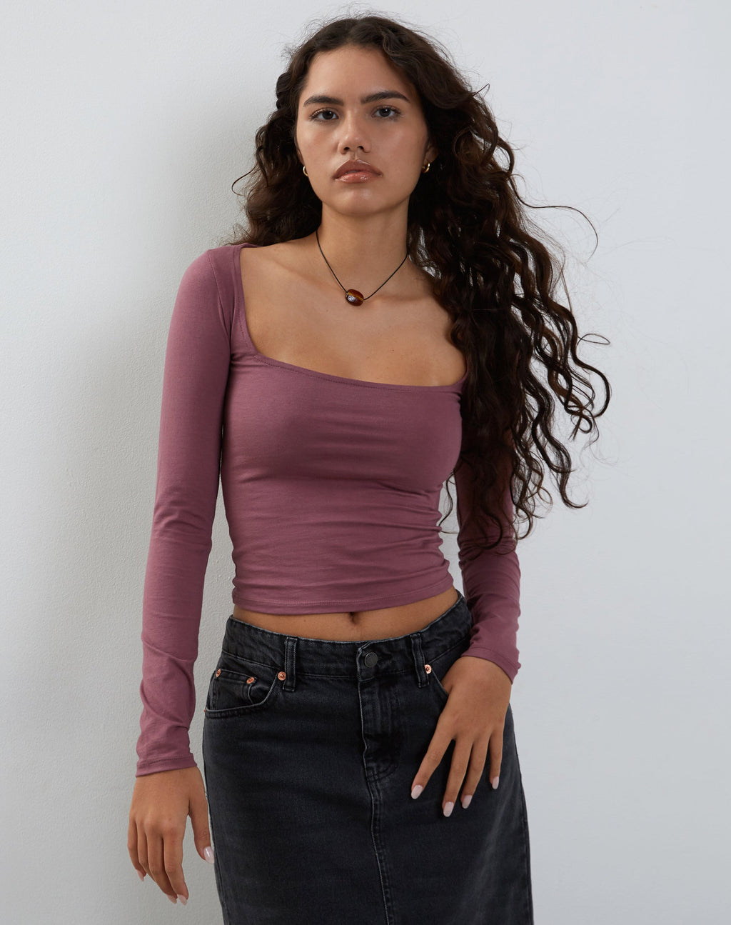 Quebon Langärmeliges Top in Mauve